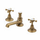 Weather brass 3 holed basin mixer deck mounted in a traditional style compatible with Barber Wilsons, Lefroy Brooks, Rudge, and Chadder & Co.
