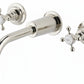 Nickel Plate Weathered Brass 3 Holed basin Mixer Wall Mounted in a traditional style compatible with Barber Wilsons, Lefroy Brooks, Rudge, and Chadder & Co.