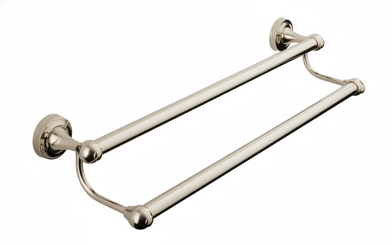 Nickel Plate 600 DOUBLE TOWEL RAIL in a traditional style compatible with Barber Wilsons, Lefroy Brooks, Rudge, and Chadder & Co.