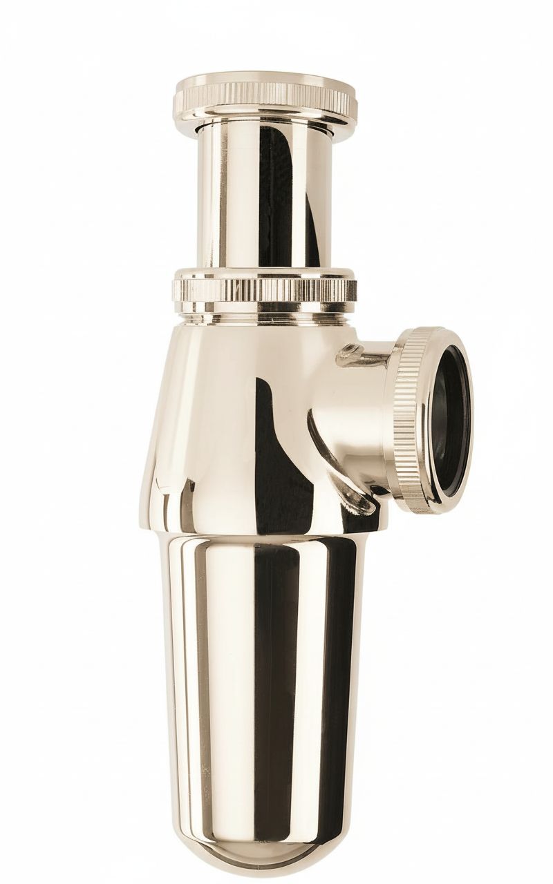 Nickel Plate BASIN BOTTLE TRAP in a traditional style compatible with Barber Wilsons, Lefroy Brooks, Rudge, and Chadder & Co.