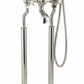 Nickel Plate Bath Mixer on Standpipe Legs in a traditional style compatible with Barber Wilsons, Lefroy Brooks, Rudge, and Chadder & Co.