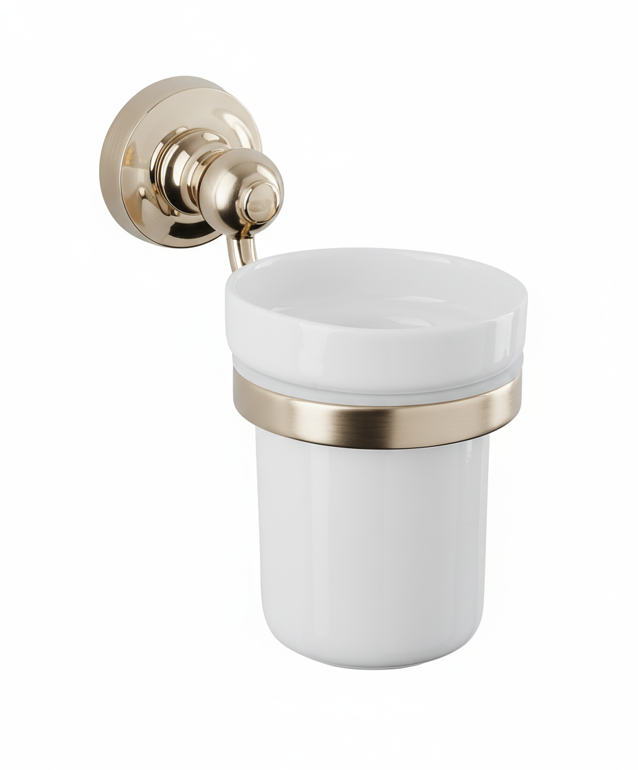 Nickel Plate CERAMIC TUMBLER in a traditional style compatible with Barber Wilsons, Lefroy Brooks, Rudge, and Chadder & Co.