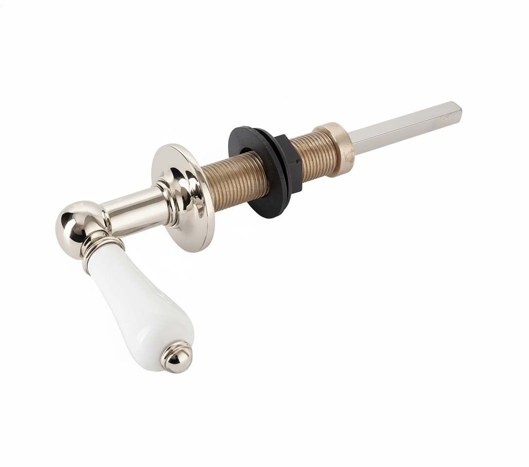 Nickel Plate CERAMIC CISTERN LEAVER in a traditional style compatible with Barber Wilsons, Lefroy Brooks, Rudge, and Chadder & Co.