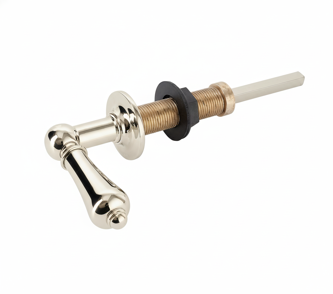 Nickel Plate CISTERN LEAVE SOLID HANDLE in a traditional style compatible with Barber Wilsons, Lefroy Brooks, Rudge, and Chadder & Co.