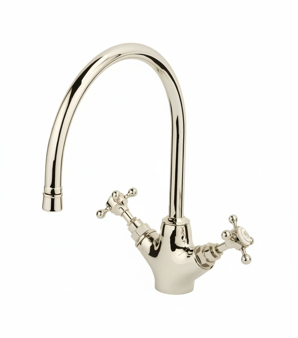 Nickel Plate KITCHEN MIXER SINGLE HOLE in a traditional style compatible with Barber Wilsons, Lefroy Brooks, Rudge, and Chadder & Co.