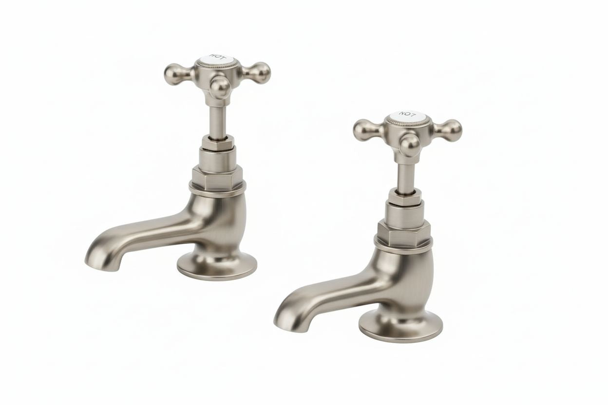 Nickel Plate BASIN TAP LONG NOSED (PN-1640) in a traditional style compatible with Barber Wilsons, Lefroy Brooks, Rudge, and Chadder & Co.