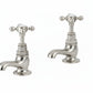 Nickel Plate Basin Taps Short Nosed in a traditional style compatible with Barber Wilsons, Lefroy Brooks, Rudge, and Chadder & Co.