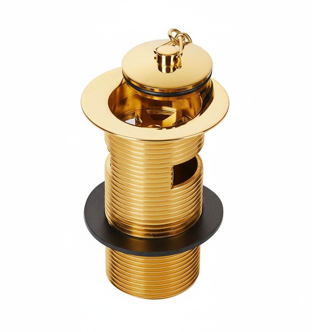 Polished Brass BASIN WASTE in a traditional style compatible with Barber Wilsons, Lefroy Brooks, Rudge, and Chadder & Co.