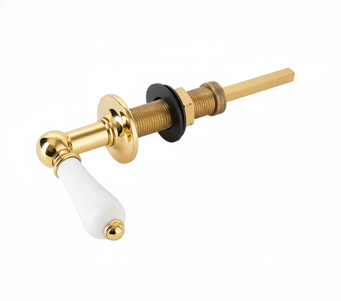 Polished Brass CERAMIC CISTERN LEAVER in a traditional style compatible with Barber Wilsons, Lefroy Brooks, Rudge, and Chadder & Co.