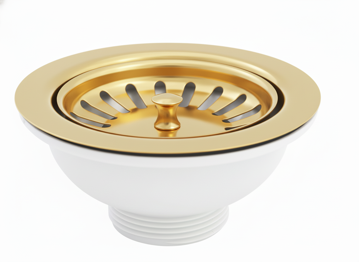 Polished Brass KITCHEN SINK WASTE in a traditional style compatible with Barber Wilsons, Lefroy Brooks, Rudge, and Chadder & Co.