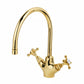 Polished Brass KITCHEN MIXER SINGLE HOLE in a traditional style compatible with Barber Wilsons, Lefroy Brooks, Rudge, and Chadder & Co.