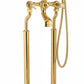 Polished Brass Bath Mixer on Standpipe Legs in a traditional style compatible with Barber Wilsons, Lefroy Brooks, Rudge, and Chadder & Co.