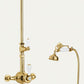 Polished Brass EXSPOSED THERMOSTATIC SHOWER AND HANDSET CRADLE KIT in a traditional style compatible with Barber Wilsons, Lefroy Brooks, Rudge, and Chadder & Co.