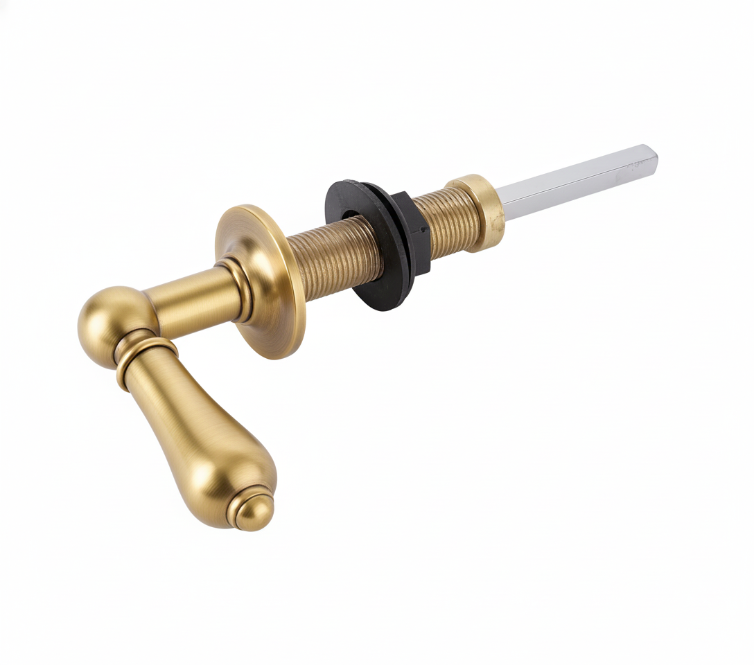 Weathered Brass CISTERN LEAVE SOLID HANDLE in a traditional style compatible with Barber Wilsons, Lefroy Brooks, Rudge, and Chadder & Co.
