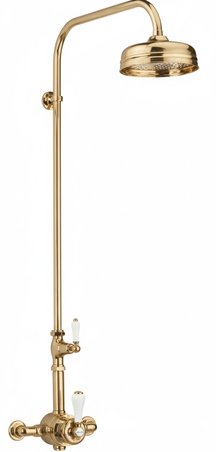 Weathered Brass EXSPOSED SHOWER STANDARDED THERMO in a traditional style compatible with Barber Wilsons, Lefroy Brooks, Rudge, and Chadder & Co.
