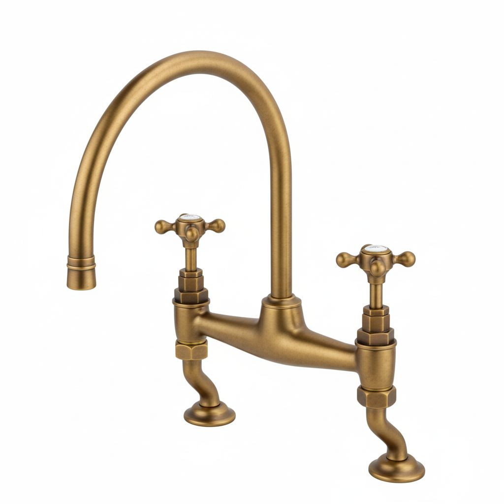 Weathered Brass KITCHEN MIXE WITH SWANECK in a traditional style compatible with Barber Wilsons, Lefroy Brooks, Rudge, and Chadder & Co.