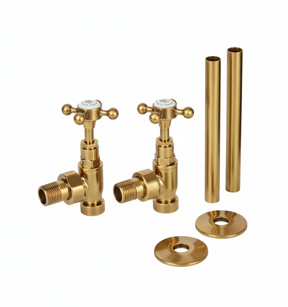 Weathered Brass RADIATOR VALES in a traditional style compatible with Barber Wilsons, Lefroy Brooks, Rudge, and Chadder & Co.
