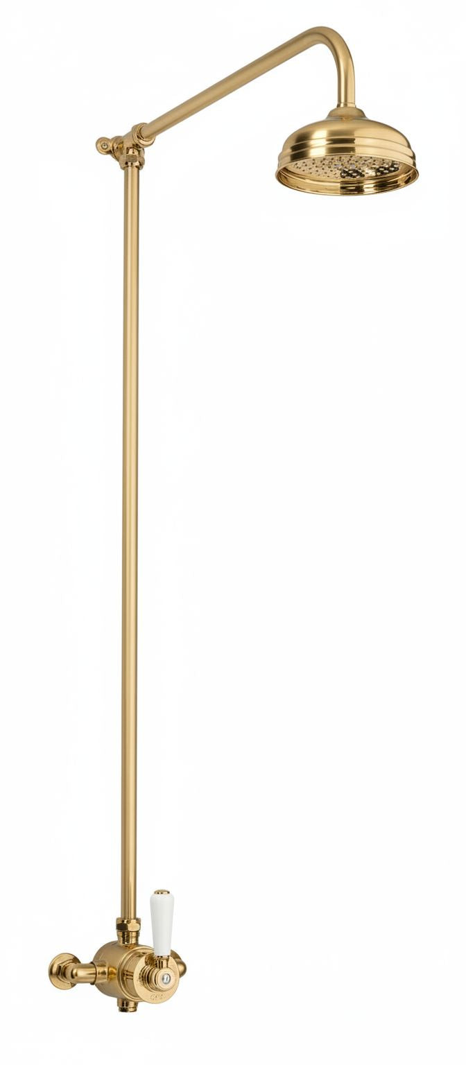Weathered Brass EXSPOSED THERMOSTATIC SHOWER STANDARD SMALL TBHERMO in a traditional style compatible with Barber Wilsons, Lefroy Brooks, Rudge, and Chadder & Co.