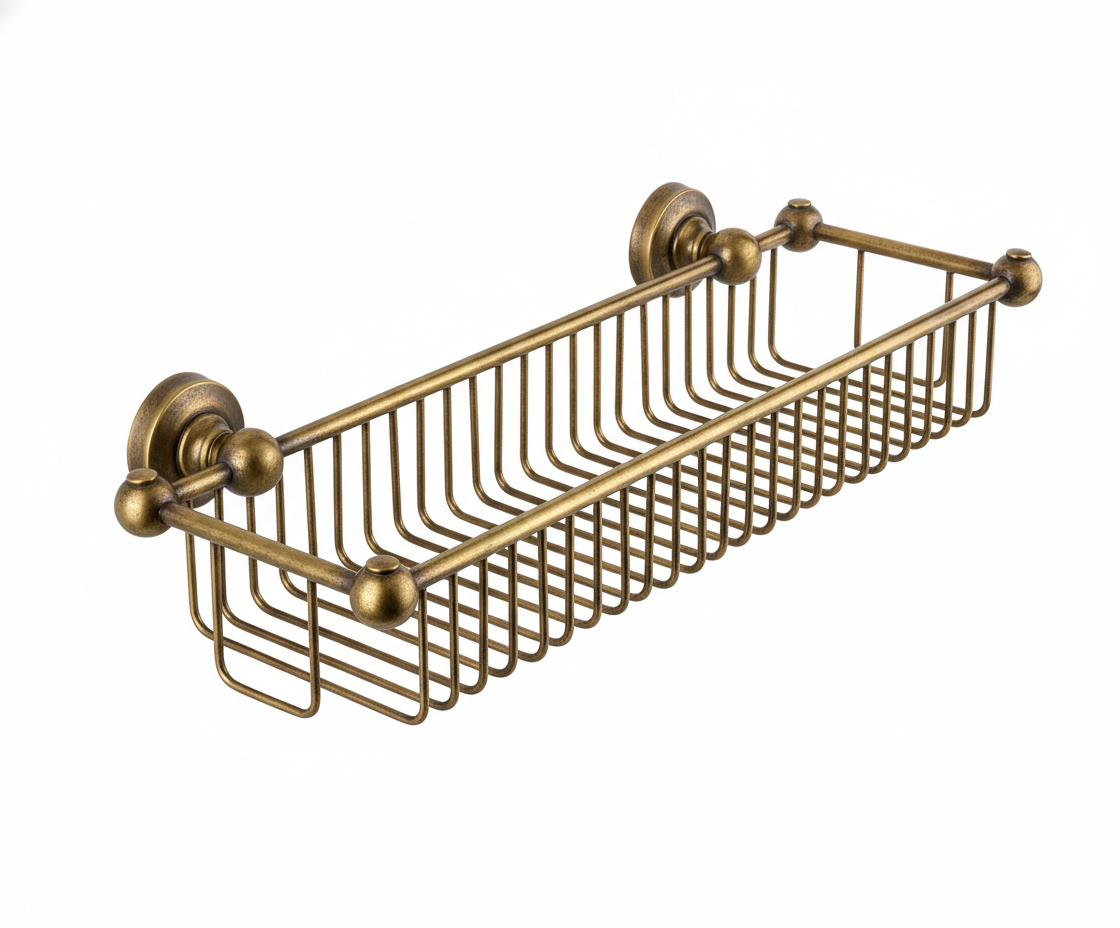 Weathered Brass SPONGE BASKET in a traditional style compatible with Barber Wilsons, Lefroy Brooks, Rudge, and Chadder & Co.