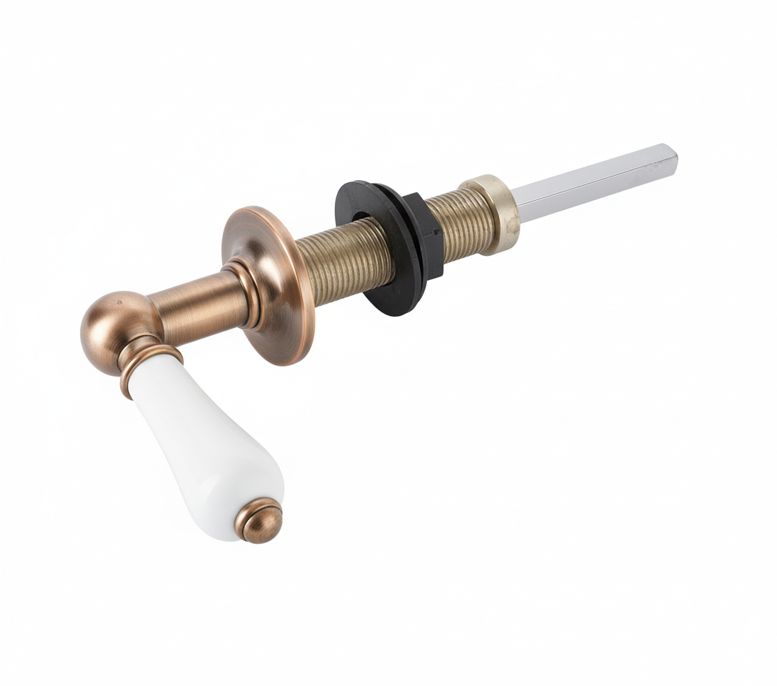 Weathered Copper CERAMIC CISTERN LEAVER in a traditional style compatible with Barber Wilsons, Lefroy Brooks, Rudge, and Chadder & Co.