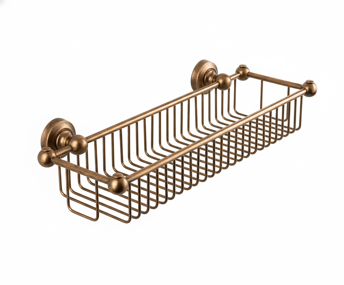 Weathered Copper SPONGE BASKET in a traditional style compatible with Barber Wilsons, Lefroy Brooks, Rudge, and Chadder & Co.